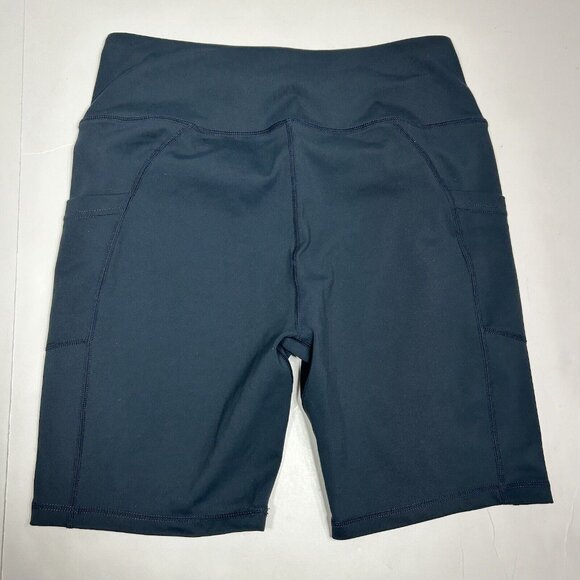 LouKeith Biker Sports Shorts Women Stretch Activewear Size M Dark Blue Pockets - Picture 6 of 8